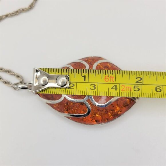 Orange Acrylic Glass Pendant Necklace - Picture 4 of 8